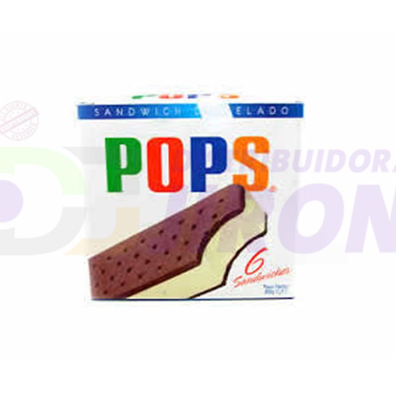 Pops Sandwich Helado. 6 uni. Distribuidora Jirón