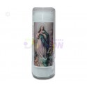 Large candles W/Christian figures. 3 Pack.