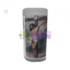Medium Glass candles with Christian Figures. 3 pack.