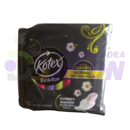 Kotex Evolution. Normal W/Wings W/Chamomile. 10 Count.