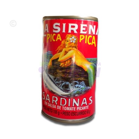 Pica Pica sardines in hot sauce. 5.5 oz. cylinder.