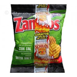 Zambos Plantain Chips With Salt. 252 gr. 12 Count String.