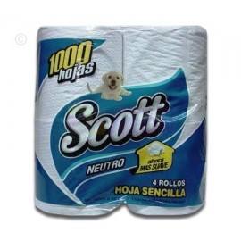Papel Higienico Scott 4 roll-1000 hojas. 6 Paq. de 4.