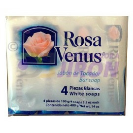 Jabón Rosa Venus. Blanco. 4 Pack. 400 gr.