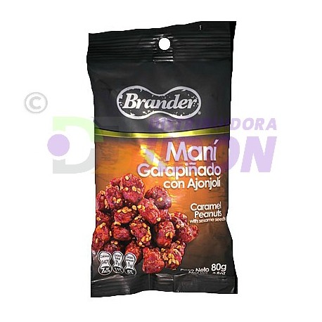 Brander Caramel Peanuts. w/Sesame Seeds. 80 gr.