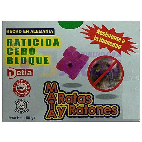 Raticida Cebo Bloque. 60 gr.