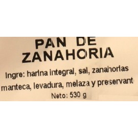 Pan Integral de Zanahoria. 530 gr.