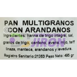 Pan Multigranos con Arándanos. 495 gr.
