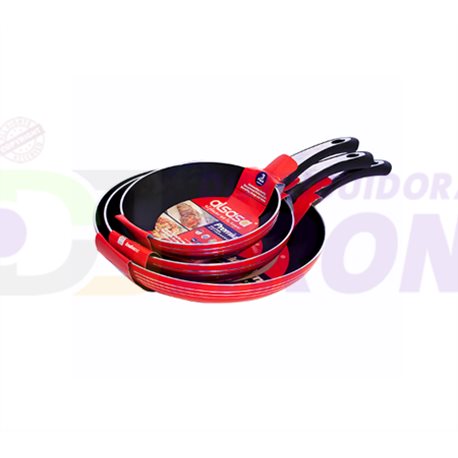 Aluminum Fry Pan Set. 3 Piece. Alsasa Premium.