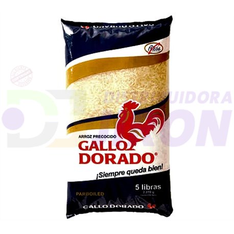 Rice Gallo Dorado. Parboiled. 5 Lb. 100% Whole Grain.