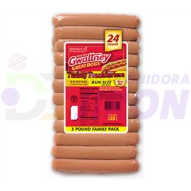 Gwaltney Hot Dog. 48 oz. - 3 Lbs. Turkey. 24 Count.