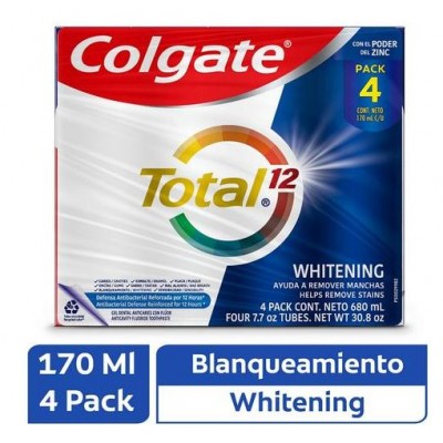 Colgate Total 12 Toothpaste. 4 Units - 170ml