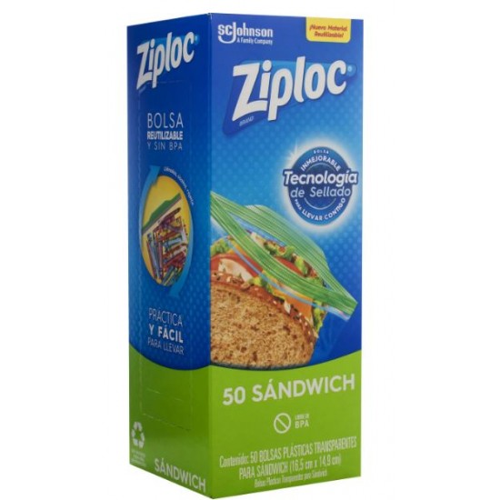 Bolsa Ziploc Sandwich. 50 Uni.